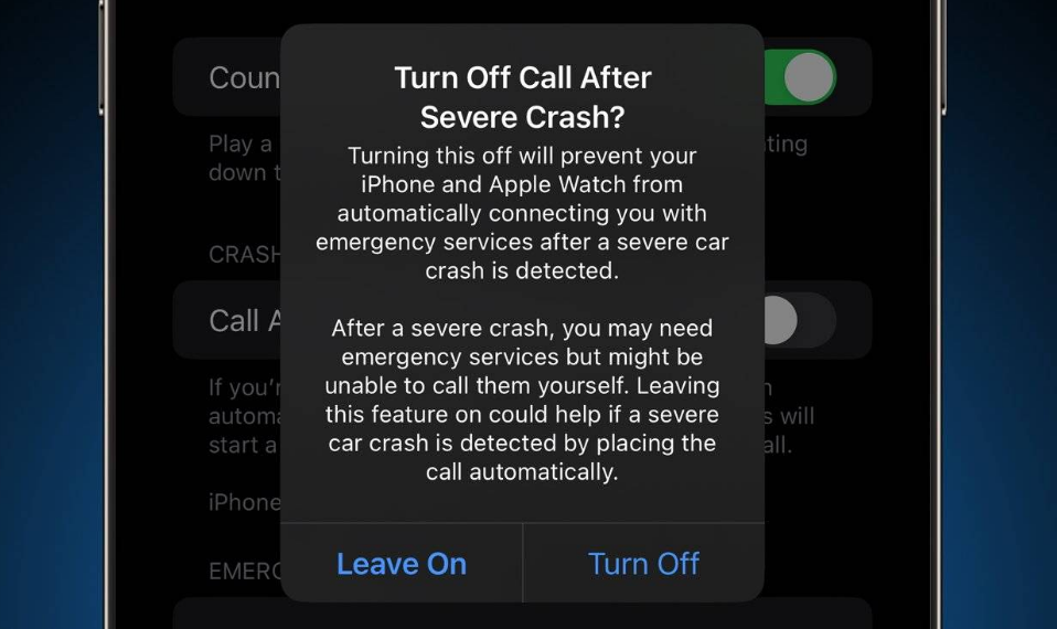 绥棱苹果14维修分享 iPhone 14 和 Apple Watch 上关闭崩溃检测 